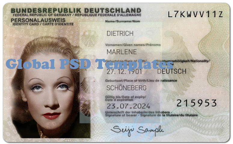 Germany ID Card (Front & Back) Template V2 – Global PSD Template