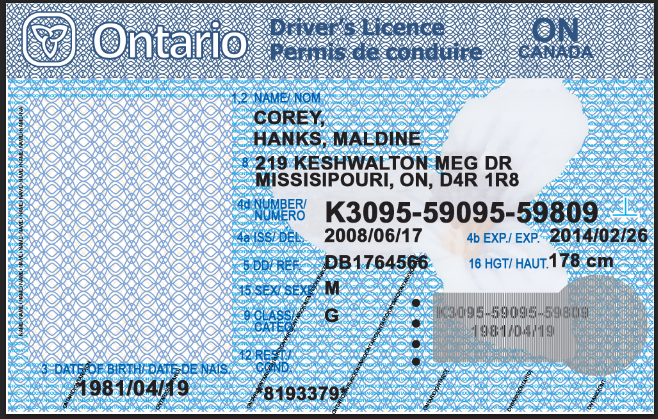 Canada Ontario Drivers License Template – Global PSD Template