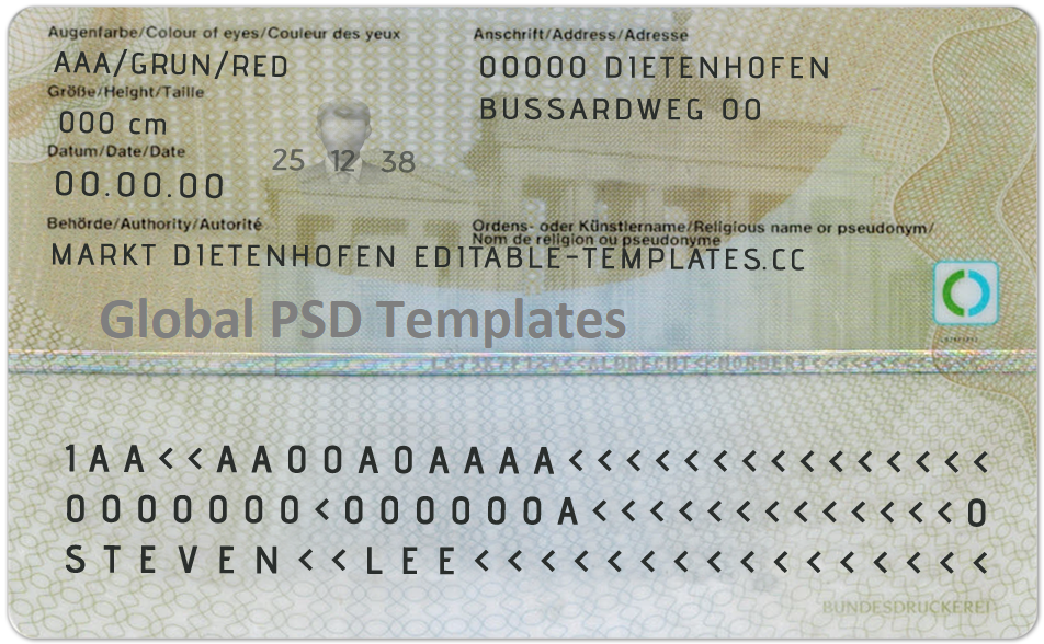 Germany ID Card Template (Front & Back) V1 – Global PSD Template