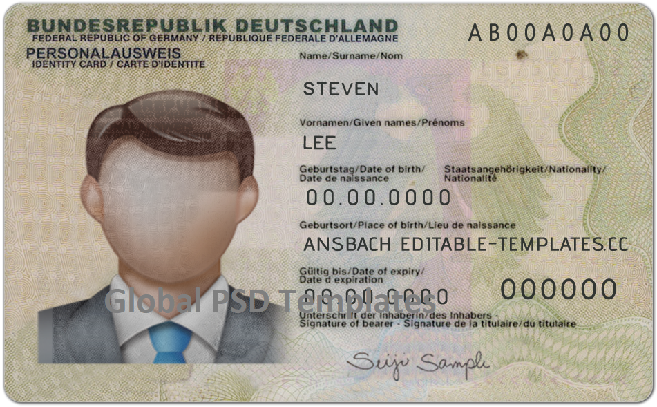 Germany ID Card Template (Front & Back) V1 – Global PSD Template