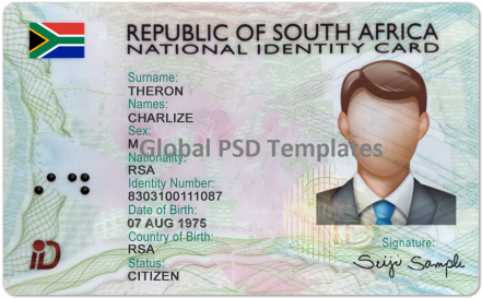 south africa id card front and back